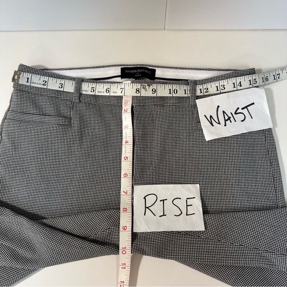 Banana Republic Pants Women's Sloan Crop Striped Gray/White Herringbone Size 4 - Picture 6 of 9